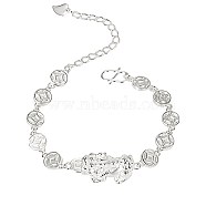 Brass Link Bracelets, Pi Xiu, Silver, 6-1/4 inch(16cm)(BJEW-BB61748-A)
