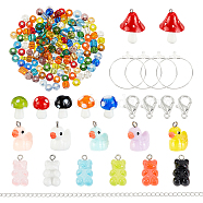 ARRICRAFT DIY Cute Earring Necklace Making Kit, Including Bear & Duck & Mushroom Resin Pendants, Glass Seed & Lampwork Beads, Iron Wire Pendants & Cable Chains, Mixed Color(DIY-AR0002-59)