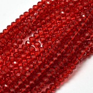 Faceted Rondelle Transparent Glass Beads Strands, Dark Red, 3.5x2mm, Hole: 0.5mm, about 148pcs/strand, 14.9 inch(EGLA-J134-3x2mm-B02)