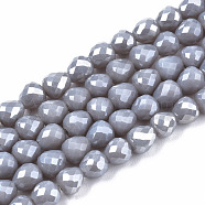 Opaque Glass Beads Strands, AB Color Plated, Faceted, Teardrop, Dark Gray, 4.5x4.5mm, Hole: 1mm, about 99~101pcs/strand, 17.64 inch~18.03 inch(44.8cm~45.8cm)(EGLA-T008-16H)