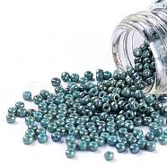 TOHO Round Seed Beads, Japanese Seed Beads, (1207) Opaque Turquoise Blue Marbled, 11/0, 2.2mm, Hole: 0.8mm,  about 50000pcs/pound(SEED-TR11-1207)