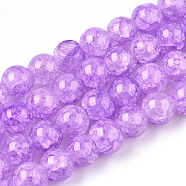 Baking Painted Crackle Glass Bead Strands, Round, Orchid, 8mm, Hole: 1.3~1.6mm, about 100pcs/strand, 31.4 inch(DGLA-Q023-8mm-YS54-A)