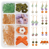 SUNNYCLUE DIY Flocky Earring Making Kits, Including Acrylic Beads & Beads Frames & Pendants, Iron Bar Links Connectors, Brass Cable Chains & Earring Hooks, Golden(DIY-SC0013-82)