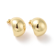 Rack Plating Brass Half Round Stud Earrings, Half Hoop Earrings for Women, Cadmium Free & Lead Free, Real 18K Gold Plated, 25x19.5x16mm, Pin: 0.8mm(EJEW-G315-07G)