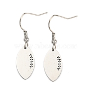304 Stainless Steel Dangle Earrings, Rugby, Stainless Steel Color, 36x9.5mm(EJEW-B032-01P)