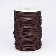 Polyester Cord, Satin Rattail Cord, for Beading Jewelry Making, Chinese Knotting, Coconut Brown, 2mm, about 100yards/roll(NWIR-N009-07)