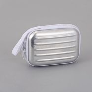 Tinplate Zipper Bag, Portable Coin Purse, for Business Card, Draw-bar box Shape, Silver, 70x100mm(CON-G005-A05)