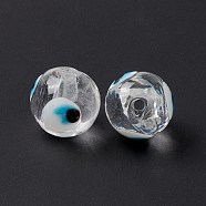 Handmade Evil Eye Lampwork Beads, Round, Clear, 12~12.5mm, Hole: 1.6mm(LAMP-F025-03F)