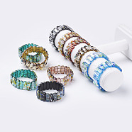 Handmade Millefiori Lampwork Beaded Stretch Bracelets, with Silver Foil, Mixed Color, 1-3/4 inch~2 inch(47~51mm)(BJEW-G530-03)