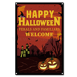 Vintage Metal Tin Sign, Wall Decor for Bars, Restaurants, Cafes Pubs, Halloween Themed Pattern, 30x20cm(AJEW-WH0157-078)