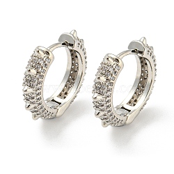Brass Micro Pave Cubic Zirconia Hoop Earrings, Platinum, 17x4.5x19mm(EJEW-I300-11P)