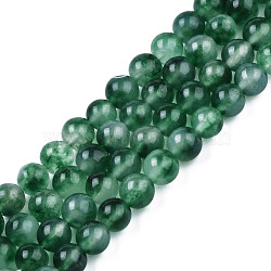 Two Tone Natural Jade Bead Strands, Dyed, Round, Green, 8mm, Hole: 1mm, about 48pcs/strand, 14.9 inch(X-G-R165-8mm-05)