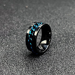 304 Stainless Steel Rotatable Chain Finger Rings for Men, Fidget Spinner Ring for Calming Worry Meditation, Bottle Opener Finger Rings, Stainless Steel Color, Blue, US Size 9(18.9mm)(FS-WG60CA3-48)