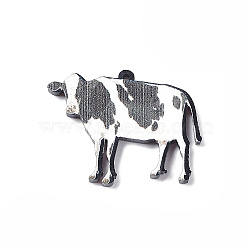 Cute Simulation Animal Opaque  Acrylic Pendants, Cattle, 35x26.5x3mm, Hole: 1.2mm, 10pcs/bag(SACR-P017-01D)