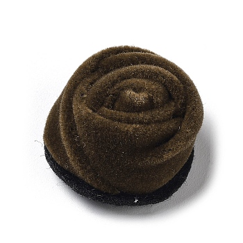 Velvet Cloth Fabric Cabochons, Rose Flower, Camel, 23~24x16mm