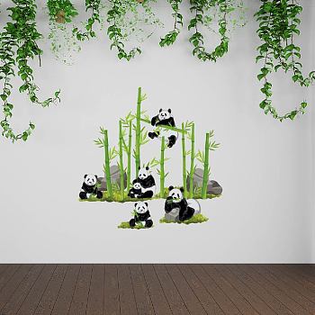 PVC Wall Stickers, Wall Decoration, Panda, 880x390mm, 2 sheets/set