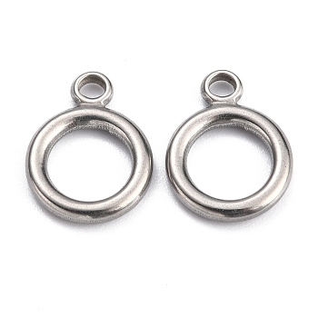 304 Stainless Steel Toggle Clasps Parts, Ring, Stainless Steel Color, 15.8x12x2mm, Hole: 2mm