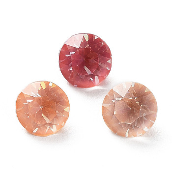Electroplate Glass Rhinestone Cabochons, Point Back & Back Plated, Faceted, Diamond, Mixed Color, 6x4.5mm