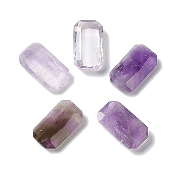 Natural Amethyst Cabochons, Faceted Rectangle, 15x8x4mm