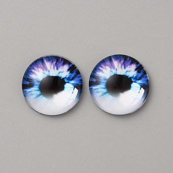 Glass Cabochons, Half Round/Dome with Eye Pattern, Mauve, 20x5.5mm