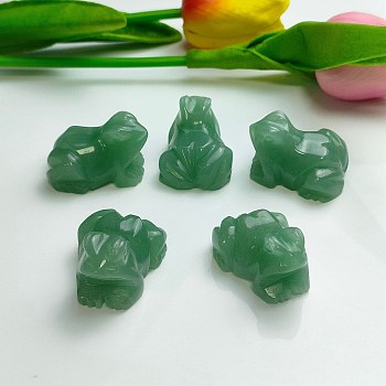 Natural Green Aventurine Carved Healing Frog Figurines, Reiki Energy Stone Display Decorations, 38mm