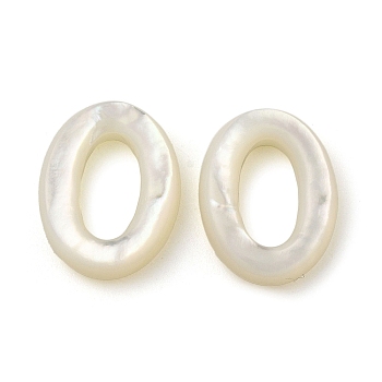 Natural White Shell Linking Ring, Oval, WhiteSmoke, 20x15.5x4mm, Inner Diameter: 12x6.5mm
