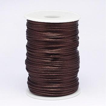 Polyester Cord, Satin Rattail Cord, for Beading Jewelry Making, Chinese Knotting, Coconut Brown, 2mm, about 100yards/roll