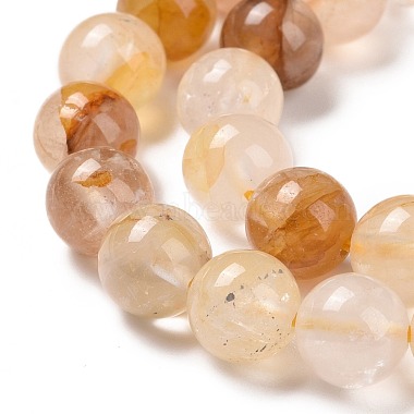 Natural Yellow Hematoid Quartz/Golden Healer Quartz Beads Strands(G-E571-05A)-3