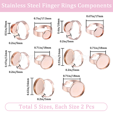 10Pcs 5 Size Adjustable 201 Stainless Steel Finger Rings Components(RJEW-BBC0001-10)-2