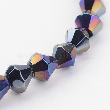 4mm Black Bicone Electroplate Glass Beads