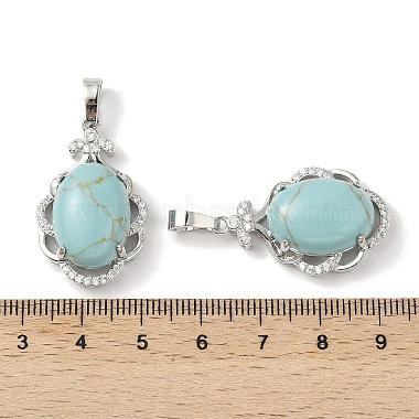 pendentifs ovales turquoise synthétique(G-NH0025-15P-28)-3