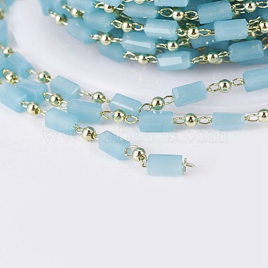 Pale Turquoise Brass+Glass Handmade Chains Chain