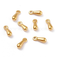 304 Stainless Steel Charms, Chain Extender Drop, Teardrop, Golden, 7.5x2.5x2.3mm, Hole: 1mm(STAS-P142-16G)