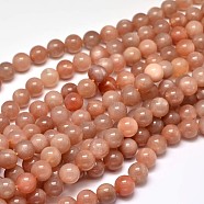 Natural Sunstone Round Bead Strands, 10mm, Hole: 1mm, about 37pcs/strand, 15 inch(G-F266-11-10mm)