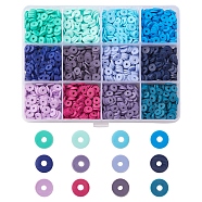 2256Pcs 12 Colors Handmade Polymer Clay Beads, Disc/Flat Round, Heishi Beads, Mixed Color, 6x1mm, Hole: 2mm, 8g, about 188pcs/color(CLAY-FS0001-35)