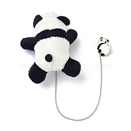 Cartoon Panda Enamel Pin, Panda Non Woven Fabric Brooch with Safety Chain, Black, 340mm(JEWB-Z001-14)