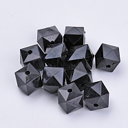 Transparent Acrylic Beads, Faceted, Cube, Black, 6x6x4mm, Hole: 1.1mm, about 4200pcs/500g(TACR-Q259-6mm-V72)