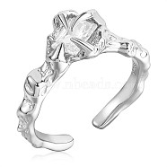 925 Sterling Silver Claw Open Cuff Ring, Cubic Zirconia Gothic Ring for Women, Platinum, Clear, US Size 5 1/4(15.9mm)(JR892A)