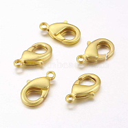 Brass Lobster Claw Clasps, Matte Gold Color, 15x8x3mm, Hole: 2mm(KK-K189-B02)