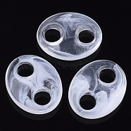 Acrylic Links connectors, Imitation Gemstone Style, Two-Tone, Oval, Clear, 43x35x11mm, Hole: 10mm, about 66pcs/500g(TACR-N009-01)