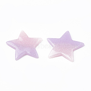 Resin Cabochons, with Glitter Powder, Imitation Jelly, Two Tone, Star, Pink, 35x37x4mm(CRES-N016-33C)