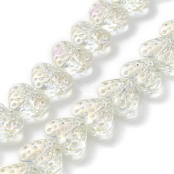 Electroplate Transparent Glass Beads Strands, Heart, Champagne Yellow, 15x13mm, Hole: 1.2mm, about 50pcs/strand, 25.59''(65cm)(EGLA-R114-02A-FR06)