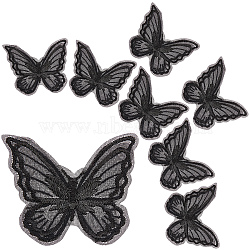 30pcs Handmade Organza Woven Costume Accessories, Butterfly, Black, 53~57x56~63x2~3mm(DIY-GF0005-35B)