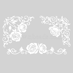 PVC Wall Decorative Stickers, Waterproof Decals for Home Living Room Bedroom Wall Decoration, White, Rose Pattern, 350x700mm(DIY-WH0377-193)
