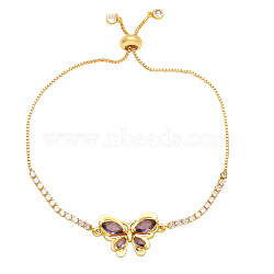 Chic and Minimalist Butterfly Bracelet with Sparkling Zircon Stones, Violet, 0.1cm(ST9996874)
