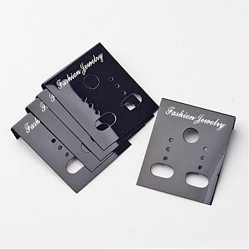 Plastic Earring Display card, Black, about 38mm long, 30mm wide