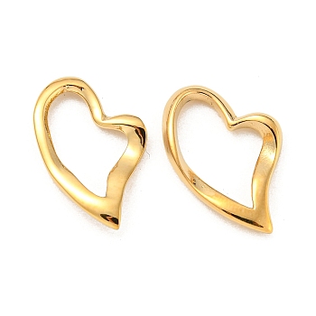 304 Stainless Steel Heart Linking Rings, Real 14K Gold Plated, 12.5x12.5x2mm