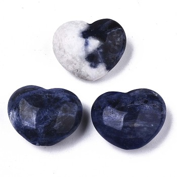 Natural Sodalite Heart Love Stone, Pocket Palm Stone for Reiki Balancing, 20x23x10mm