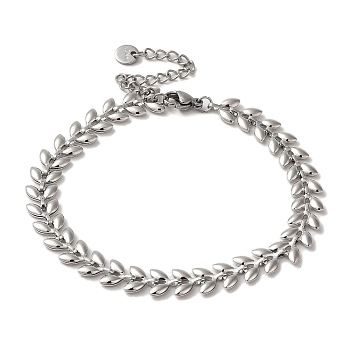 Brass Leaf Link Chain Bracelets for Women, Platinum, 9-3/4 inch(24.6cm)