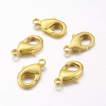 Brass Lobster Claw Clasps, Matte Gold Color, 15x8x3mm, Hole: 2mm